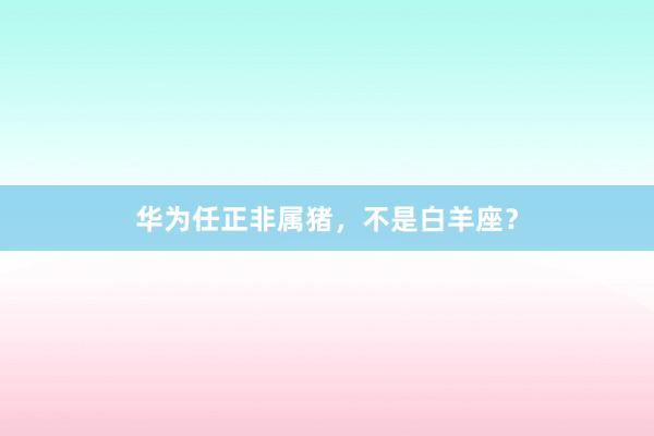 华为任正非属猪，不是白羊座？